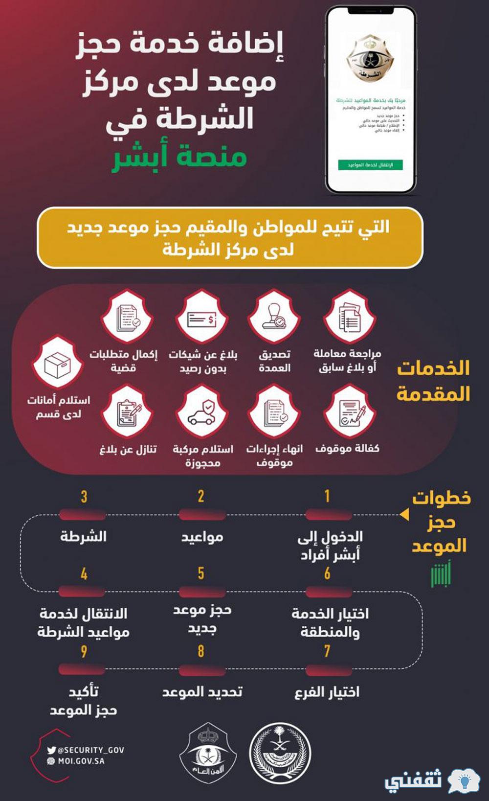 خطوات حجز مواعيد في الشرطة