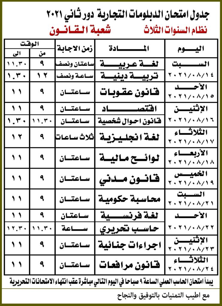 امتحان الدبلومات الفنية
