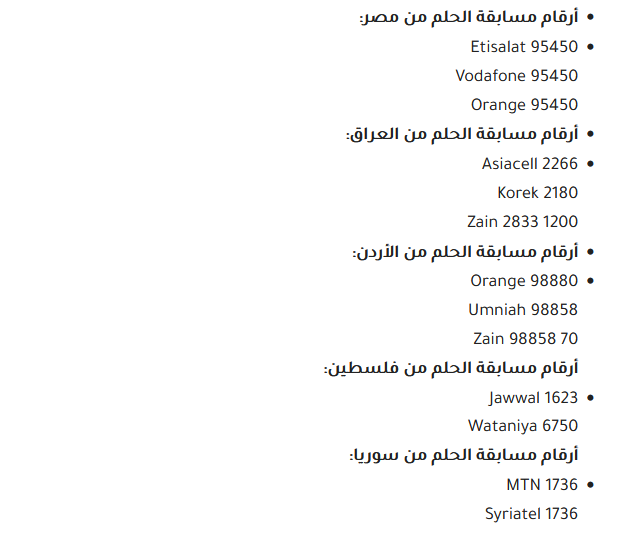 المشاركة في مسابقة الحلم