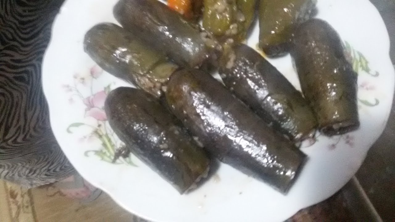 محشي الباذنجان الأبيض والأسود بخلطة الأرز بطريقة سهلة وبسيطة جداً