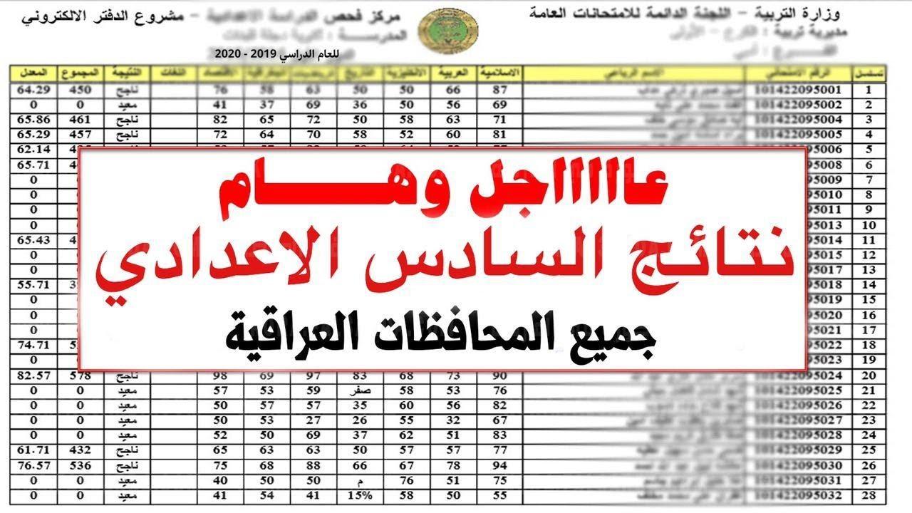 نتائج الامتحانات المهنية الدور الاول 2021 في العراق السادس الاعدادي برقم الجلوس