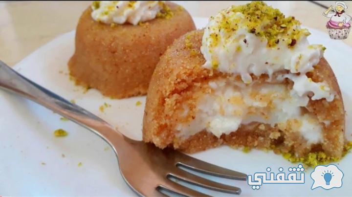 حلى السميد البارد بالقشطة