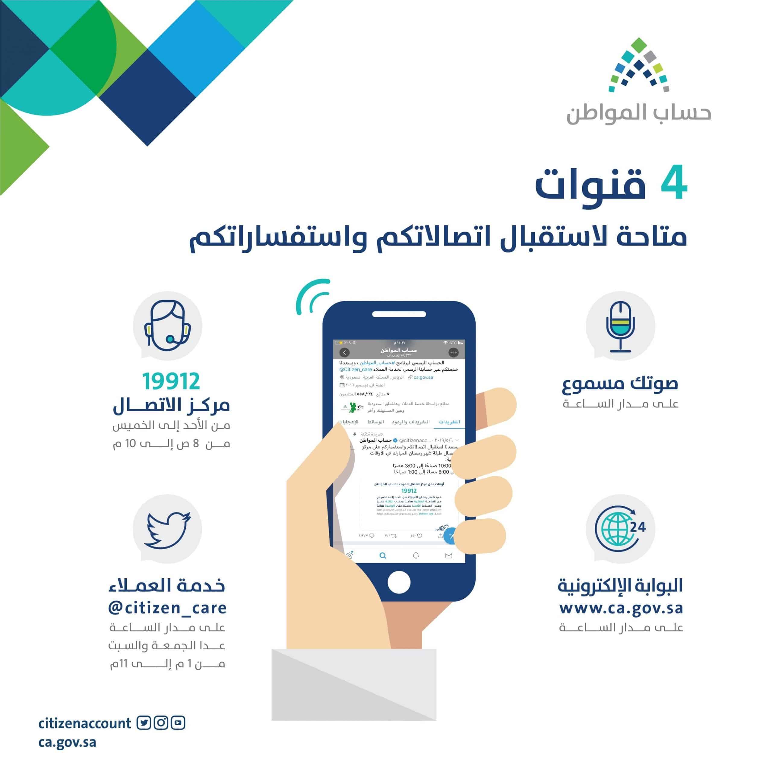 قنوات حساب المواطن للتواصل