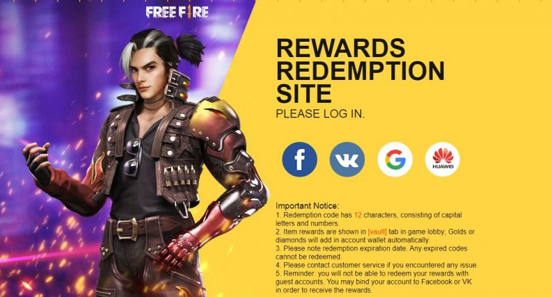 موقع استرداد اكواد فري فاير 2022 غارينا الرسمي garena free fire