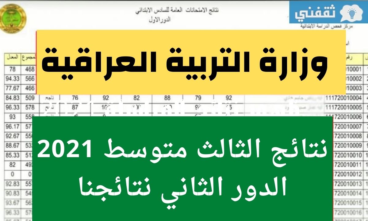 نتائج الثالث متوسط الدور الثاني 2021 في العراق عبر موقع نتائجنا results.mlazemna وناجح anajaah 