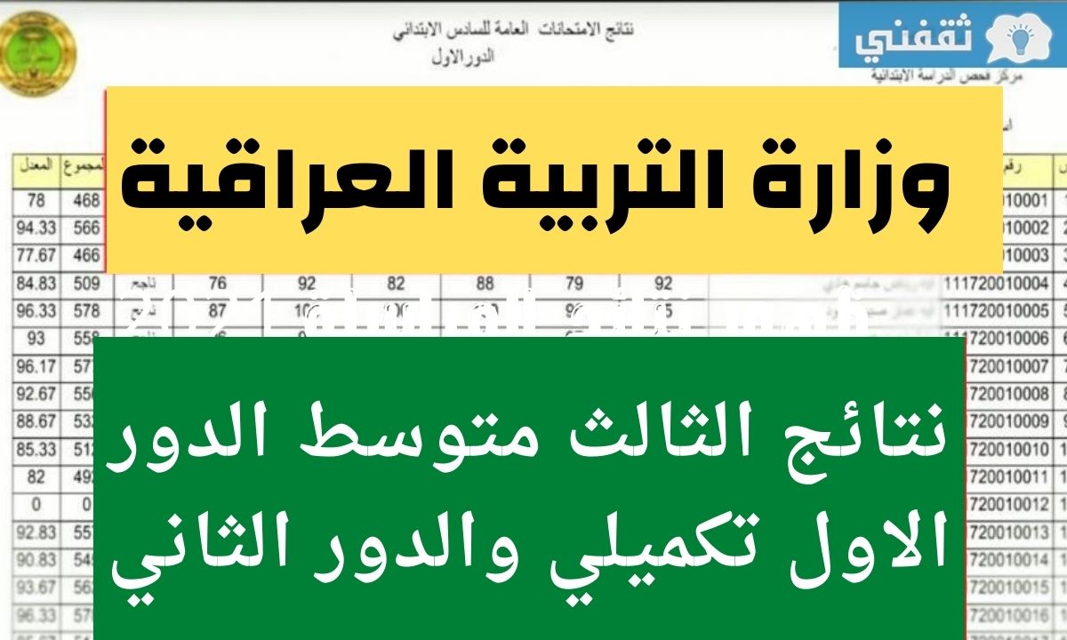 نتائج الثالث متوسط 2021 الدور الاول التكميلي والدور الثاني عبر موقع وزارة التربية العراقية