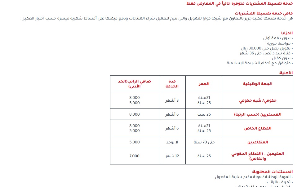 شروط جرير لتقسيط الجوال