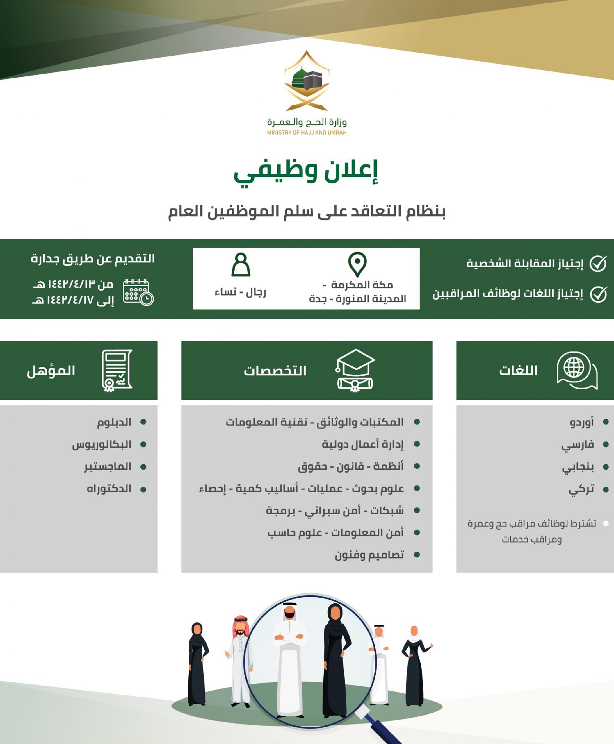 شروط وظائف الحج والعمرة وكيفية التقديم