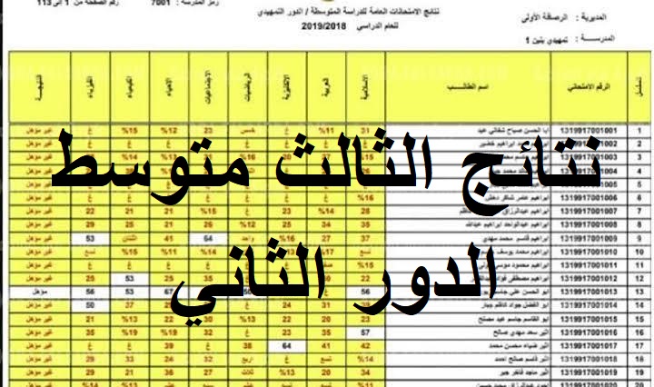 نتائج الثالث متوسط 2021 الدور الثاني "ظهرت" على الموقع الرسمي لوزارة التربية والتعليم العراقية