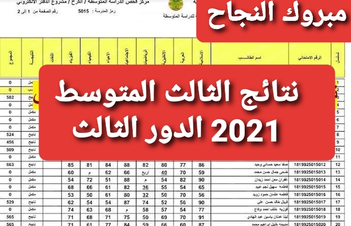 الاستعلام عن نتائج الثالث المتوسط الدور الثالث 2021 عبر موقع وزارة التربية والتعليم