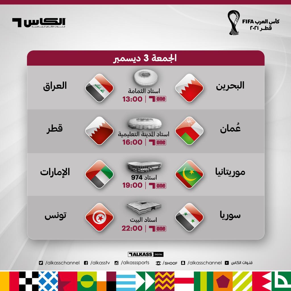 مباريات كأس العرب اليوم