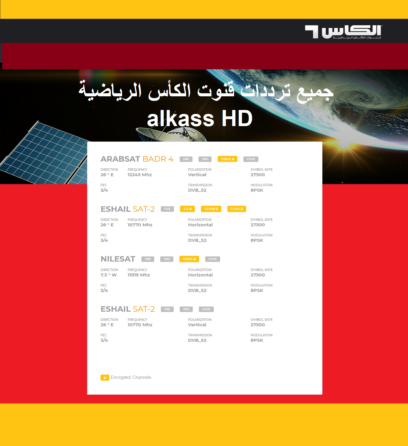 تردد قنوات الكأس سبورت الرياضية alkass HD المفتوحة المجاني على نايل سات عرب سات بدر