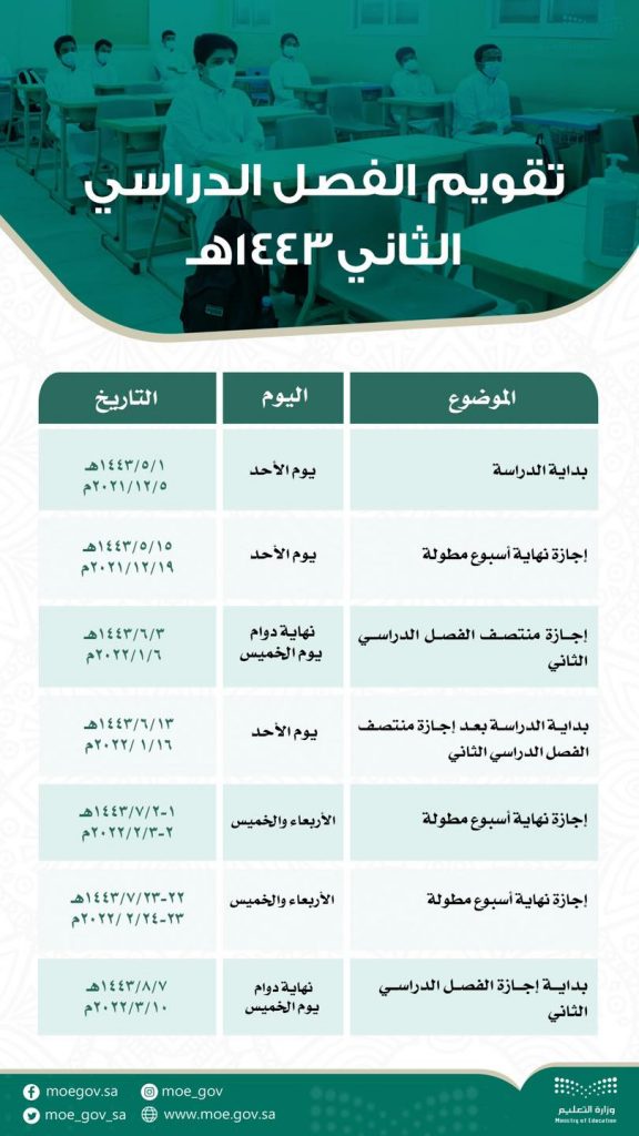 السعودية إجازات ٢٠٢١ التقويم الدراسي