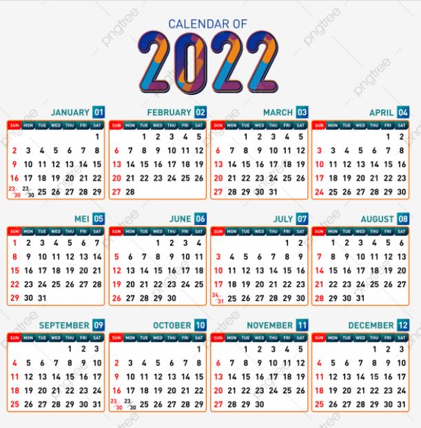 تقويم سنة 2022