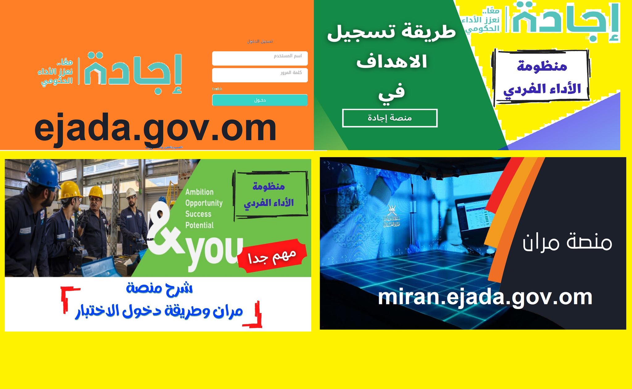 رابط تسجيل دخول منصة إيجاده "بوابة مران" برامج تدريب مقترنة بالتوظيف miran.ejada.gov.om