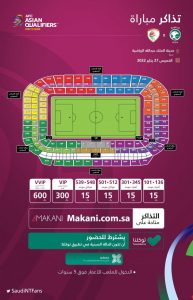 رسميا طرح تذاكر مباراة السعودية وعمان في تصفيات كأس العالم 2022 رابط حجز التذاكر عبر موقع مكاني