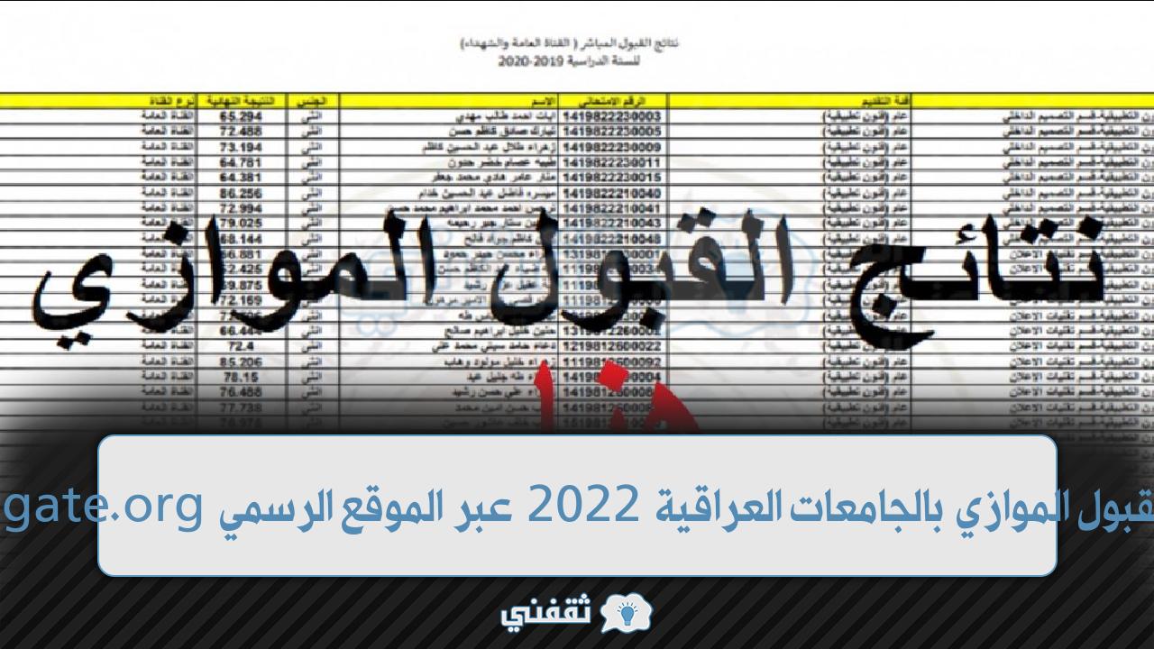 رابط استخراج نتائج القبول الموازي بالجامعات العراقية 2022 عبر الموقع الرسمي www.dirasat-gate.org