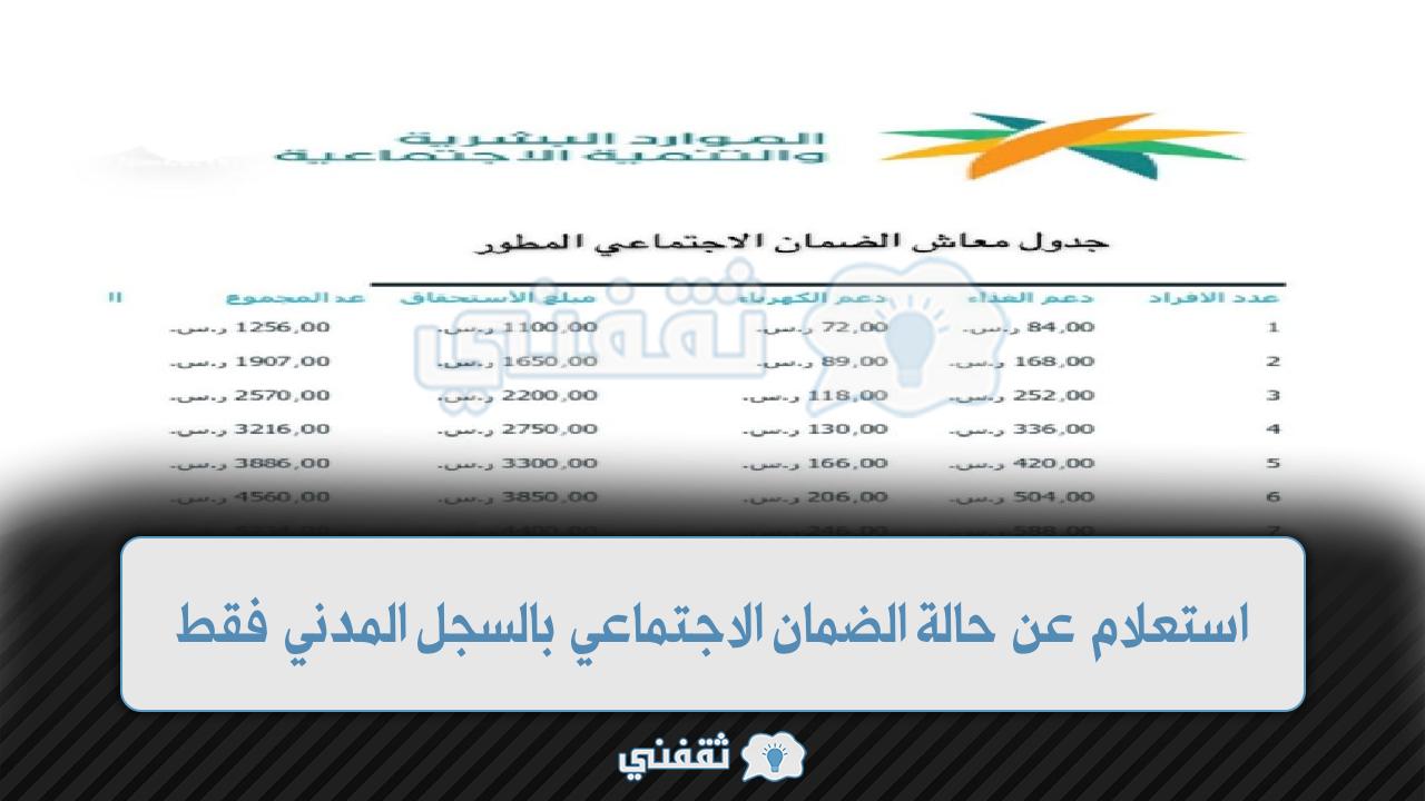 استعلام عن حالة الضمان الاجتماعي بالسجل المدني فقط