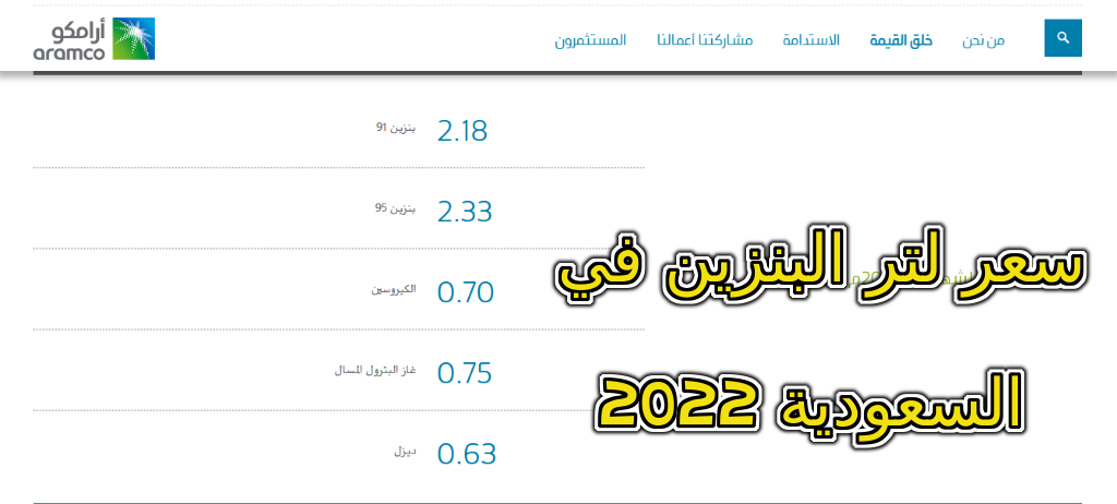 سعر لتر البنزين في السعودية 2022