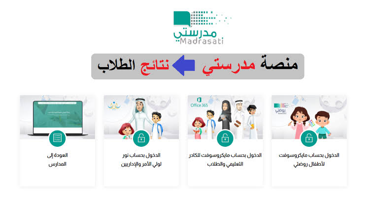 استخراج النتائج من منصة مدرستي،