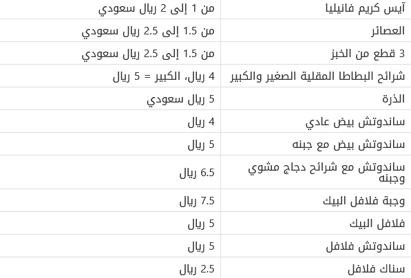 منيو واسعار ووجبات مطعم البيك