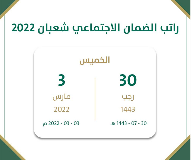 موعد صرف راتب الضمان الاجتماعي المطور