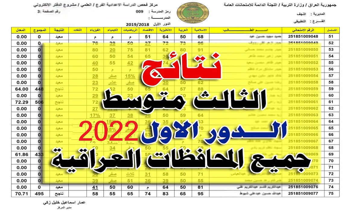 epedu.gov.iq موقع نتائج الثالث متوسط العراق 2022 الدور الأول برقم الإمتحاني
