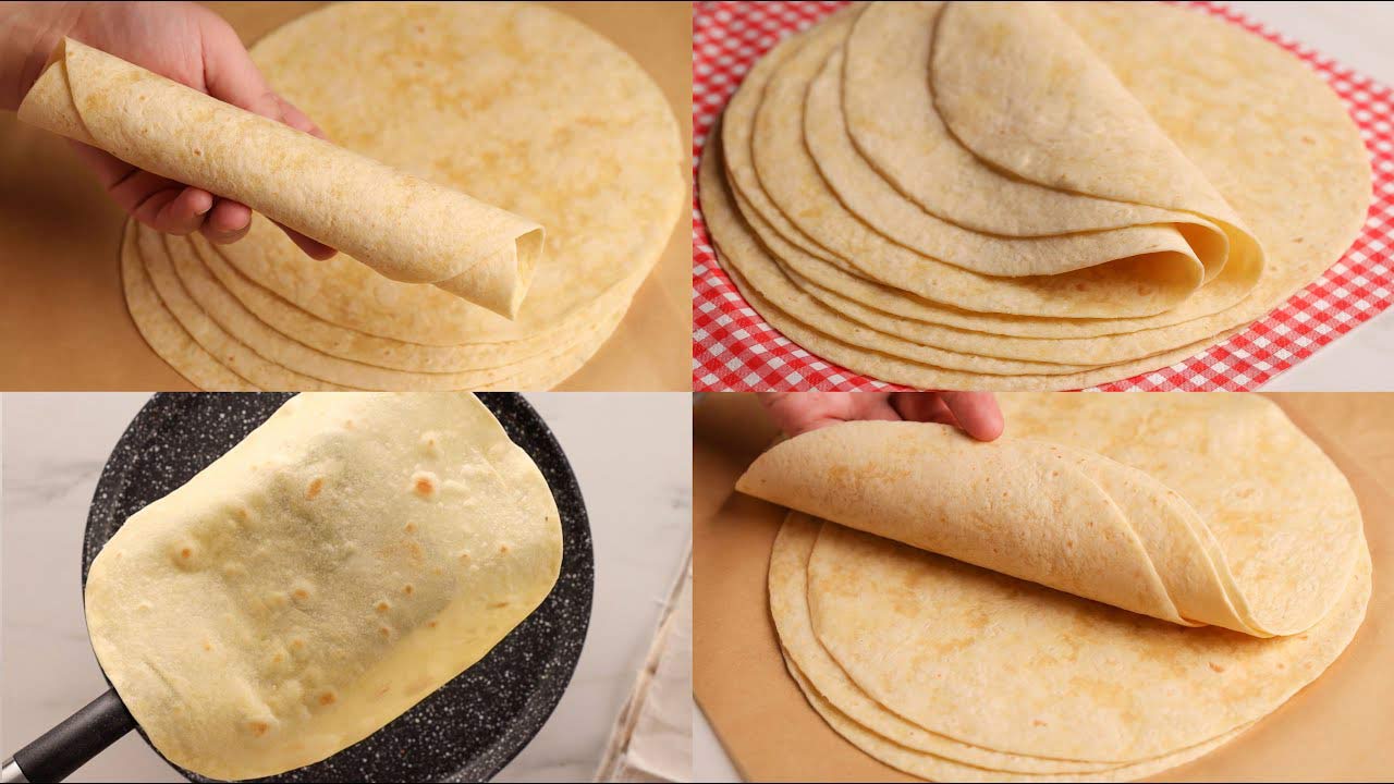  اسرع خبز ممكن تعمليه ...طريقة عمل خبز الشاورما و التورتيلا بمكونات سهلة جدا لجميع أنواع السندوتشات 