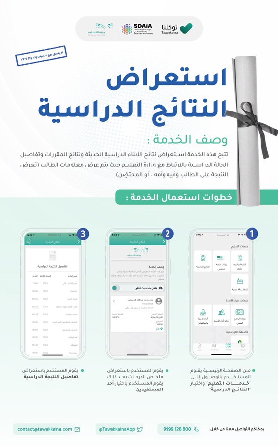 تطبيق توكلنا طريقة استخراج إشعار نتائج الطلاب 1443