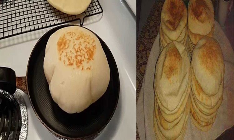 طريقة عمل خبز الصاج بدون فرن ولا خميرة ب 3 مكونات فقط والطعم لذيذ جدا ورائع