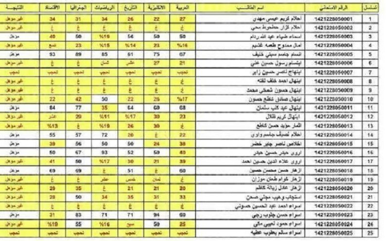 نتائج سادس اعدادي تمهيدي 2022