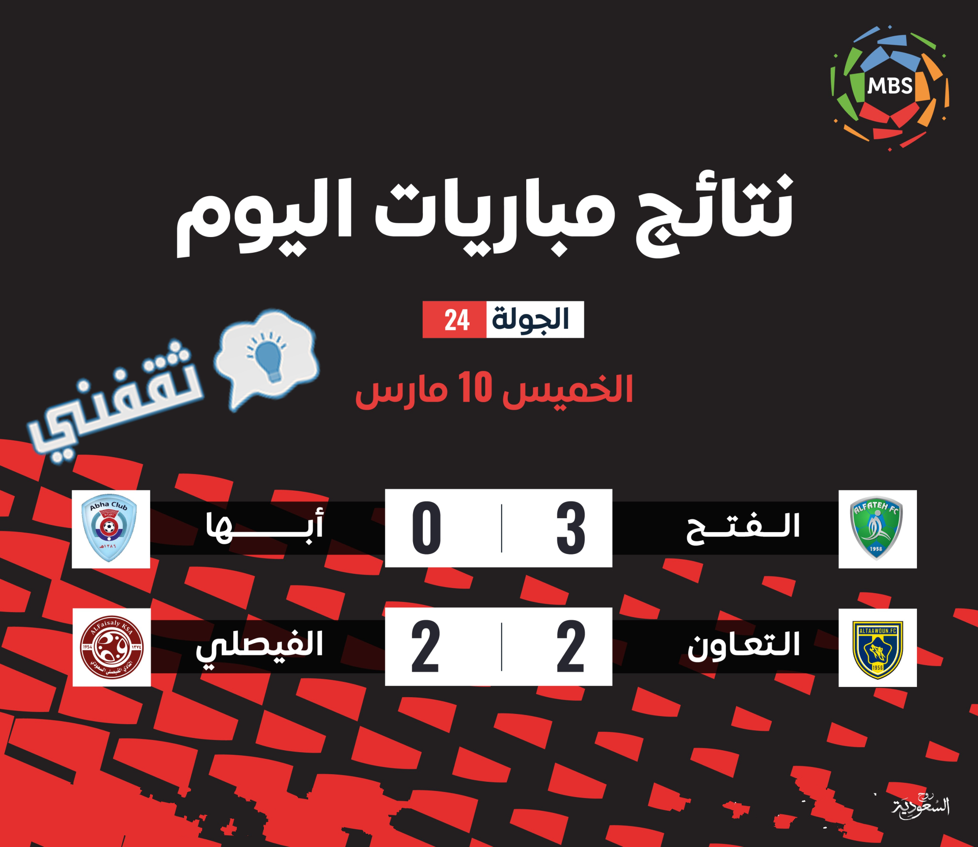 نتائج مباريات الدوري السعودي اليوم