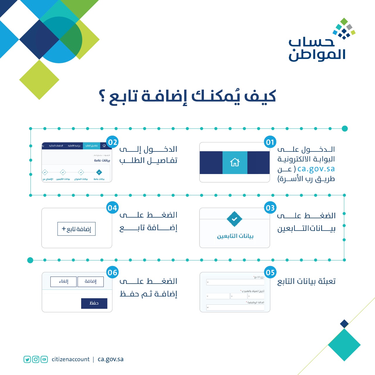 إضافة تابع علي حساب المواطن