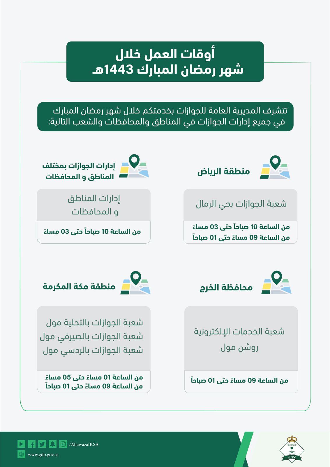 مواعيد عمل الجوازات السعودية في رمضان