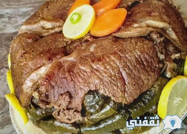 طريقة عمل طاجن ورق العنب بورق اللحمة