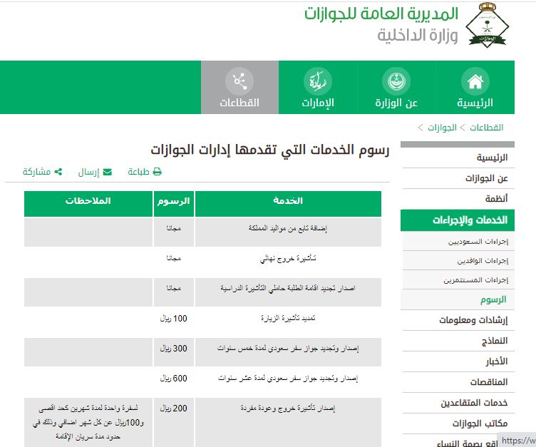 أسعار تأشيرة الخروج والعودة