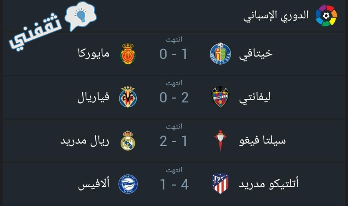 اليوم الدوري الإسباني مباريات جدول وترتيب