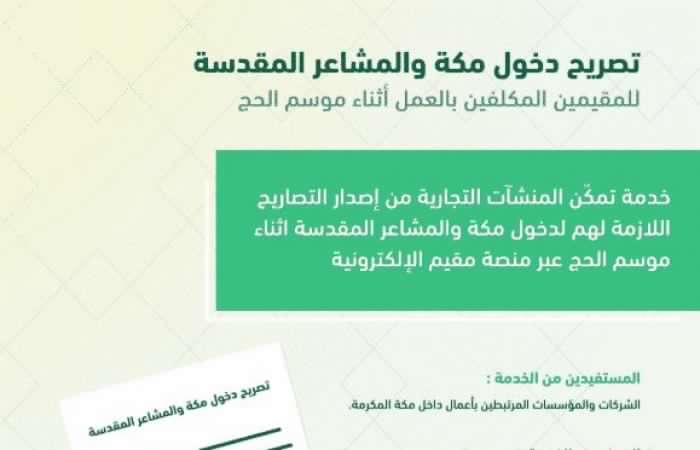 كيفية اصدار تصريح دخول الي مكة للمقيمين إلكترونيا