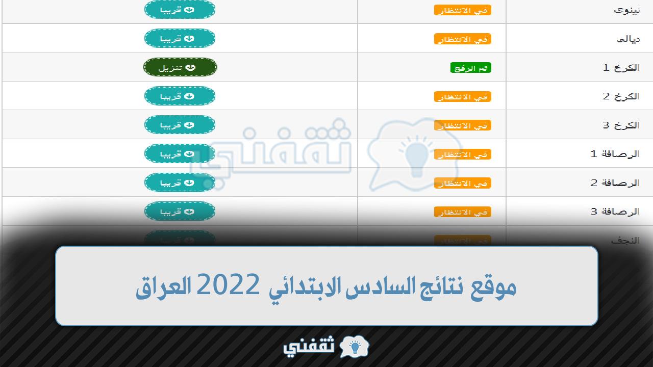 موقع نتائج السادس الابتدائي 2022