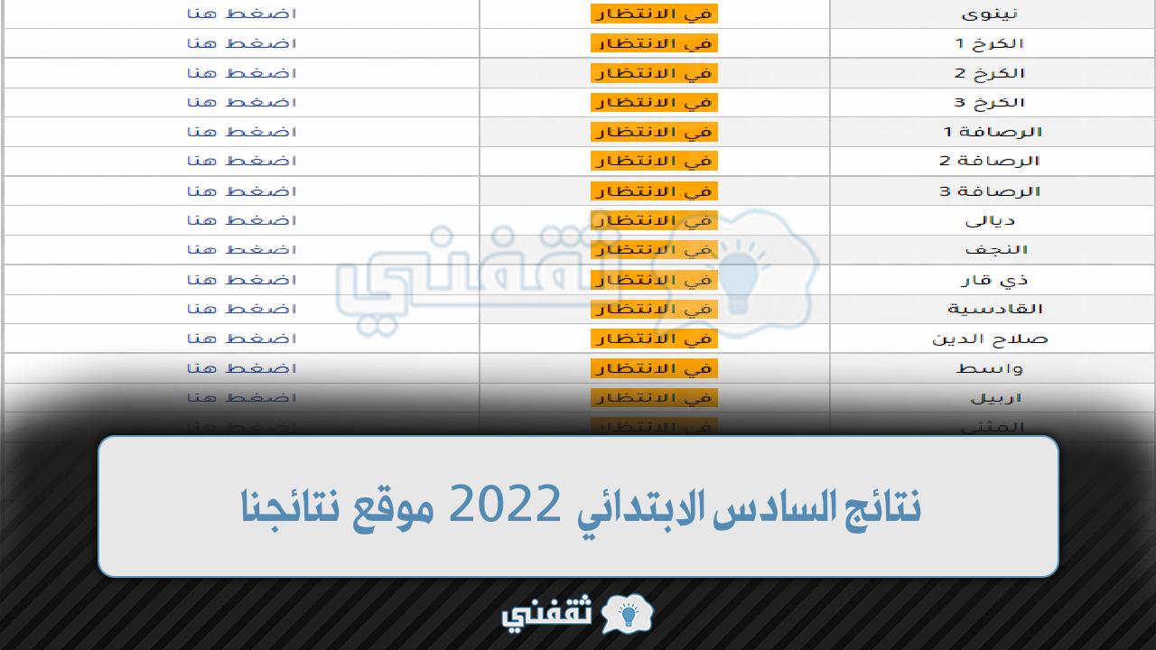 نتائج السادس الابتدائي 2022 موقع نتائجنا