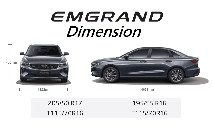 ابعاد سيارة امجراند الجديدة Geely Emgrand 2022 Dimensions photo