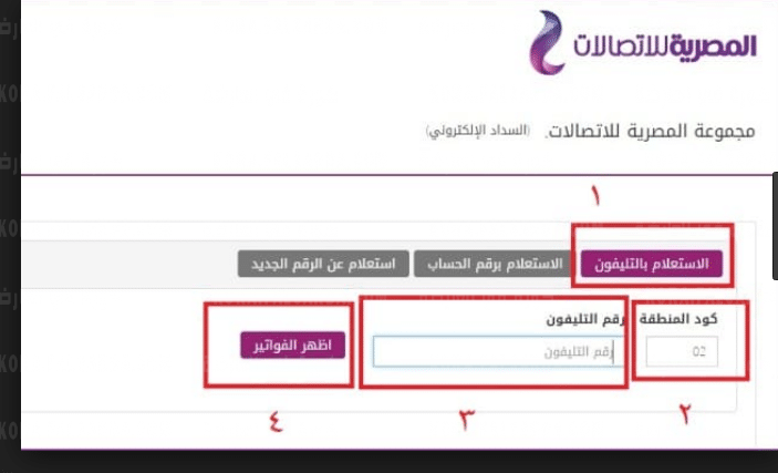 استعلام فاتورة التليفون الأرضي