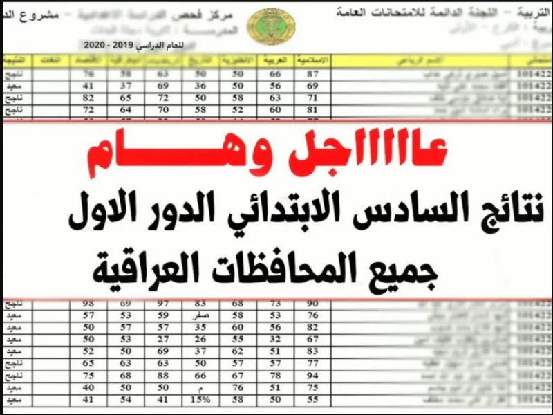 متاح الآن.. رابط نتائج الصف السادس الابتدائي 2022 بالعراق الدور الأول عبر موقع نتائجنا و موقع وزارة التربية والتعليم العراقية