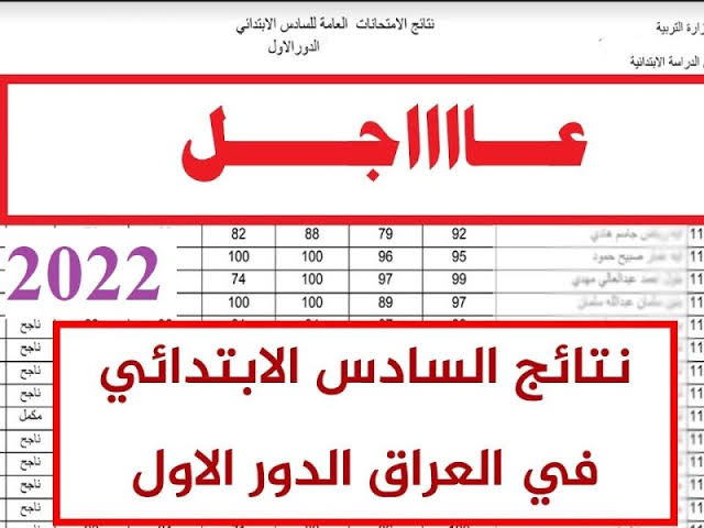 رابط نتائج الصف السادس الابتدائي 2022 دور اول