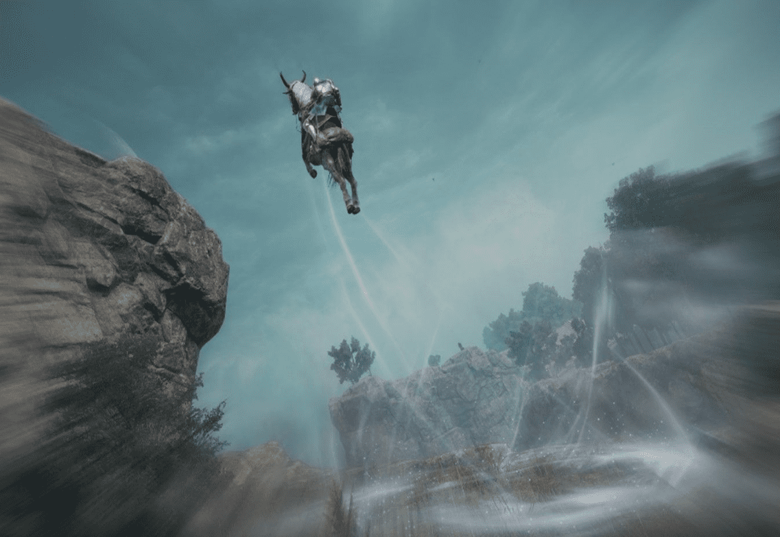 القفز عند ركوب الخيل بالقرب من زنبرك روح في ايلدن رينج