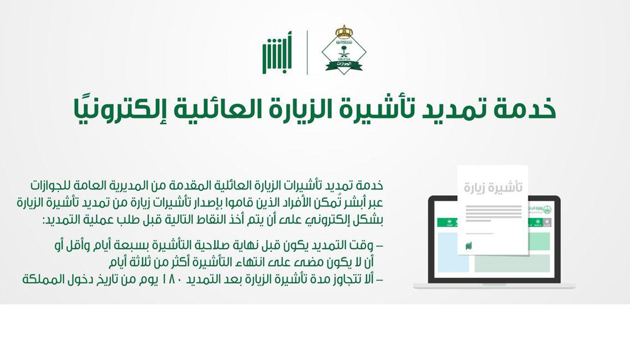 شروط تمديد الزيارة في السعودية من خلال منصة أبشر