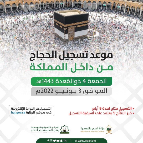 طريقة تسجيل حجاج الداخل فى تطبيق اعتمرنا او عبر الحجز الالكتروني haj.gov.sa