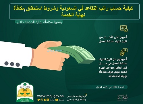 كيفية حساب راتب التقاعد في السعودية وشروط استحقاق مكافأة نهاية الخدمة