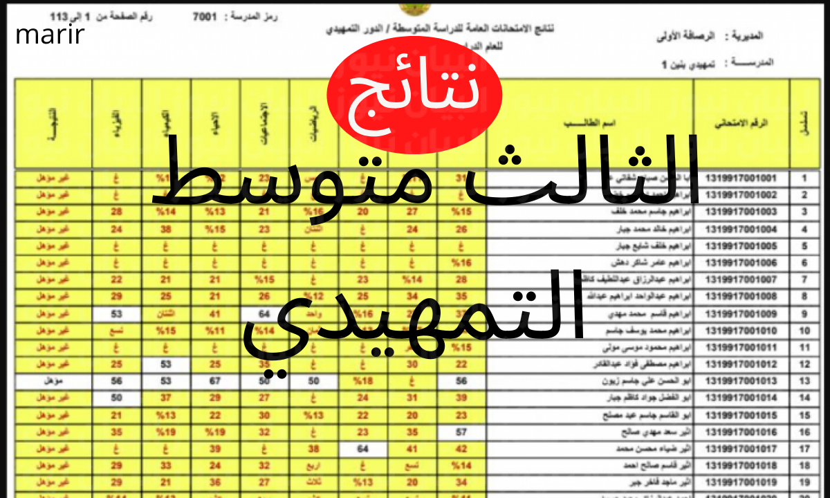 نتائج الثالث المتوسط