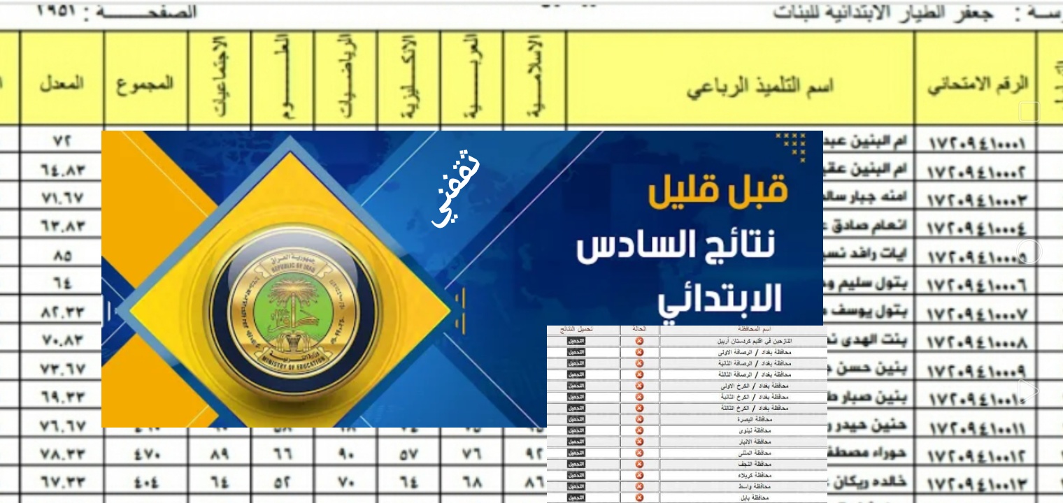 نتائج السادس الابتدائي 2022 الانبار والبصرة وديالى وجميع المحافظات العراقية pdf